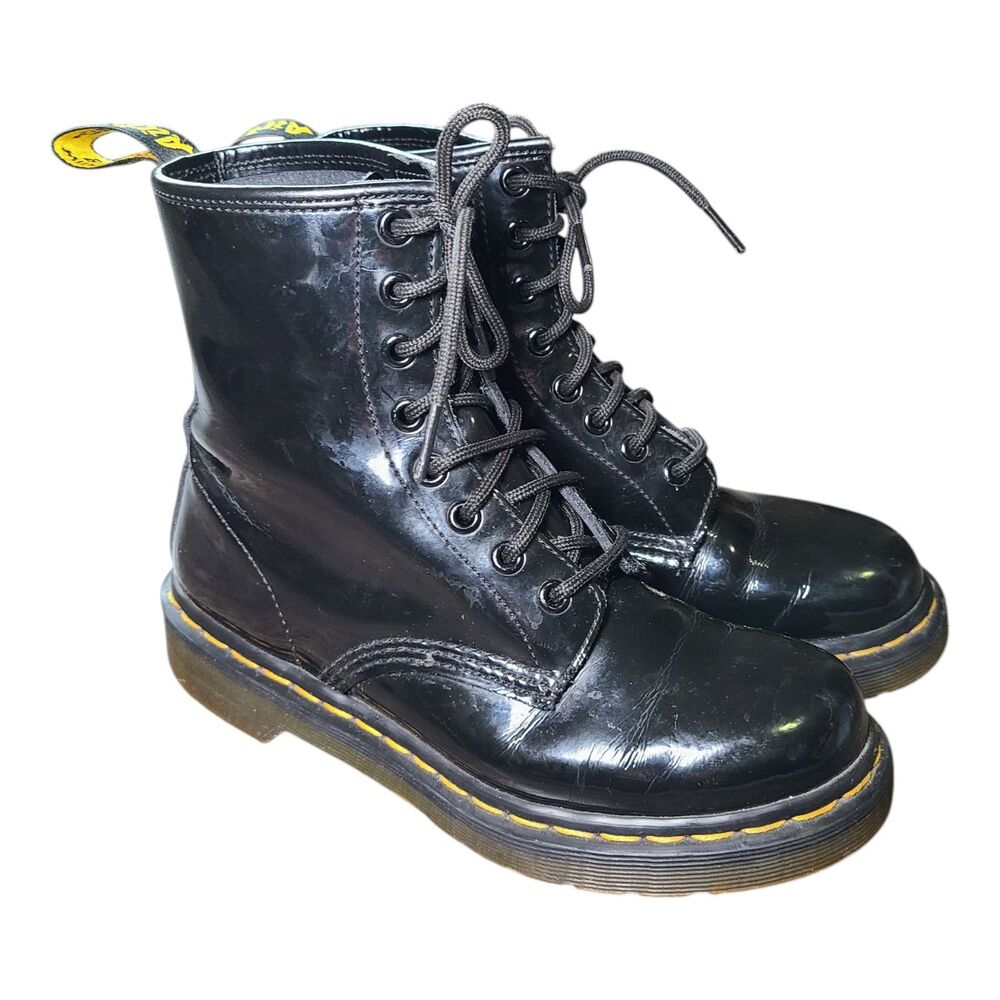 Dr. Martens 1480W Black Leather Lace Up Combat Boots Women's Size EU 37/ US 6